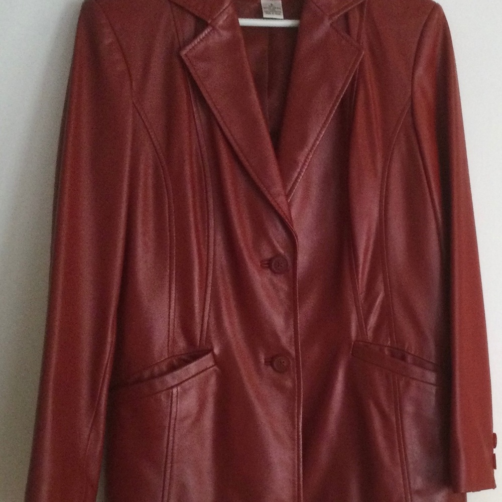 Preston & York Genuine Lambskin Red Leather Jacket Blazer Coat Women’s Small